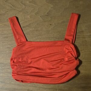 SHEIN Red Square Neck Crop Top with Wide Straps